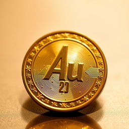 A beautifully crafted gold coin featuring the inscription "Au" prominently displayed in the center