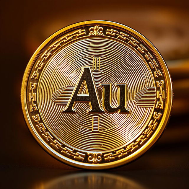 A beautifully crafted gold coin featuring the inscription "Au" prominently displayed in the center