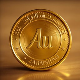 A realistic and detailed illustration of a gold coin with the inscription 'Au' prominently featured in the center