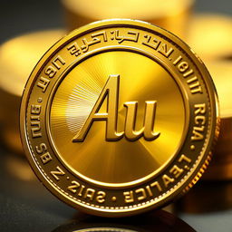 A realistic and detailed illustration of a gold coin with the inscription 'Au' prominently featured in the center