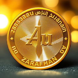 A realistic and detailed illustration of a gold coin with the inscription 'Au' prominently featured in the center