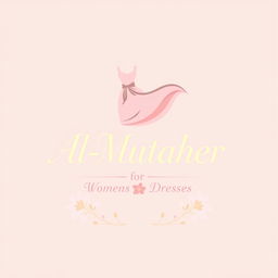 A chic and stylish logo design for a women's dress brand named "المطهر للفساتين النسائية" (Al-Mutaher for Women's Dresses)