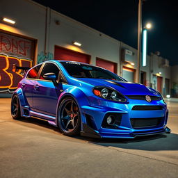 A visually stunning tuned Fiat Bravo, showcasing its sporty modifications in an urban landscape