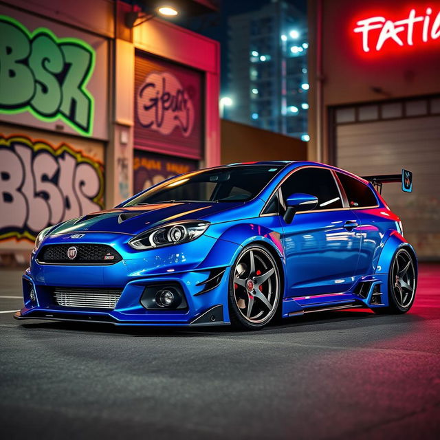 A visually stunning tuned Fiat Bravo, showcasing its sporty modifications in an urban landscape