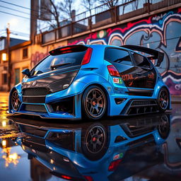A visually striking tuned Fiat Bravo, featuring an aggressive and sporty aesthetic