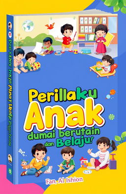 A visually captivating book cover for a discourse on the paper titled "Perilaku Anak dalam Dunia Bermain dan Belajar"