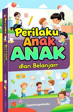 A visually captivating book cover for a discourse on the paper titled "Perilaku Anak dalam Dunia Bermain dan Belajar"