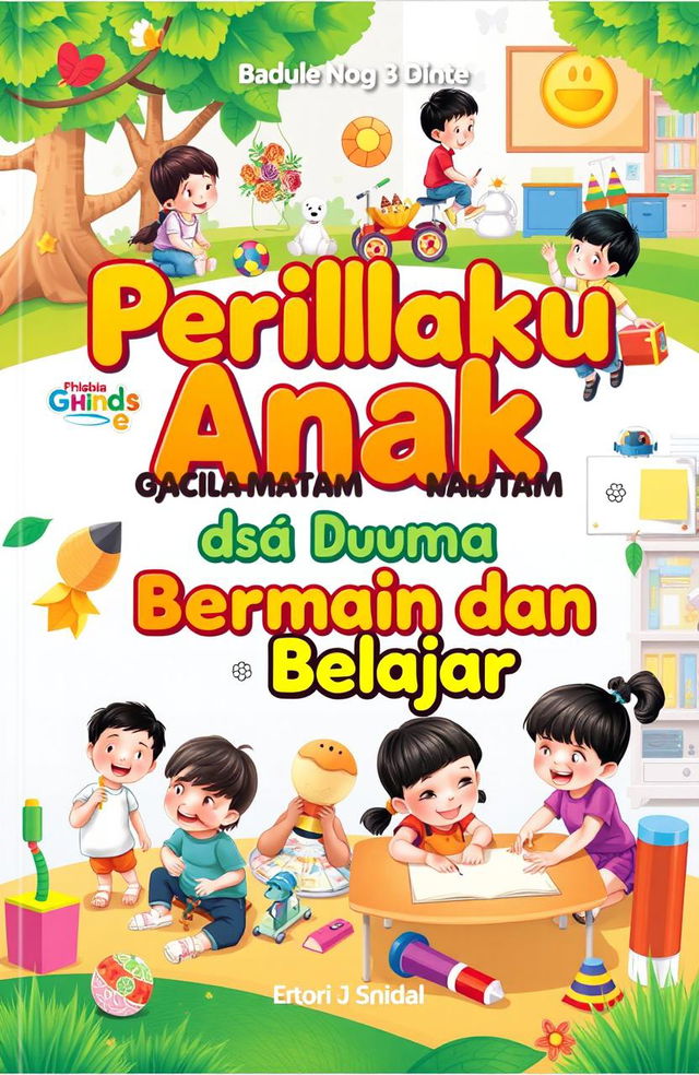 A visually captivating book cover for a discourse on the paper titled "Perilaku Anak dalam Dunia Bermain dan Belajar"