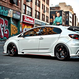 A striking white Fiat Bravo car, expertly tuned for performance and style