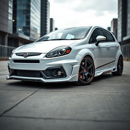 A stylish white Fiat Bravo car, expertly modified and tuned for high performance