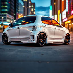 A sleek, modified white Fiat Bravo, featuring an array of performance enhancements and stylish tuning
