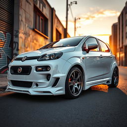 A stunning white tuned Fiat Bravo model car showcased in an artistic setting