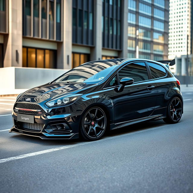 A sleek and sporty black Fiat Car Bravo, modified with custom tuning