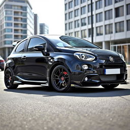A sleek and sporty black Fiat Car Bravo, modified with custom tuning