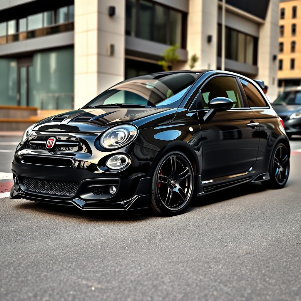 A sleek and sporty black Fiat Car Bravo, modified with custom tuning