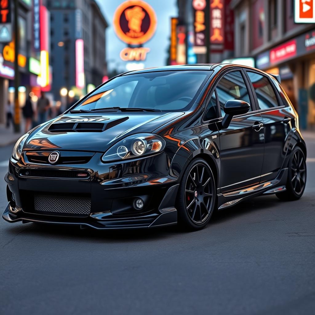 An eye-catching black Fiat Car Bravo, expertly tuned for enhanced performance