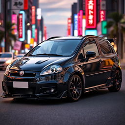 An eye-catching black Fiat Car Bravo, expertly tuned for enhanced performance