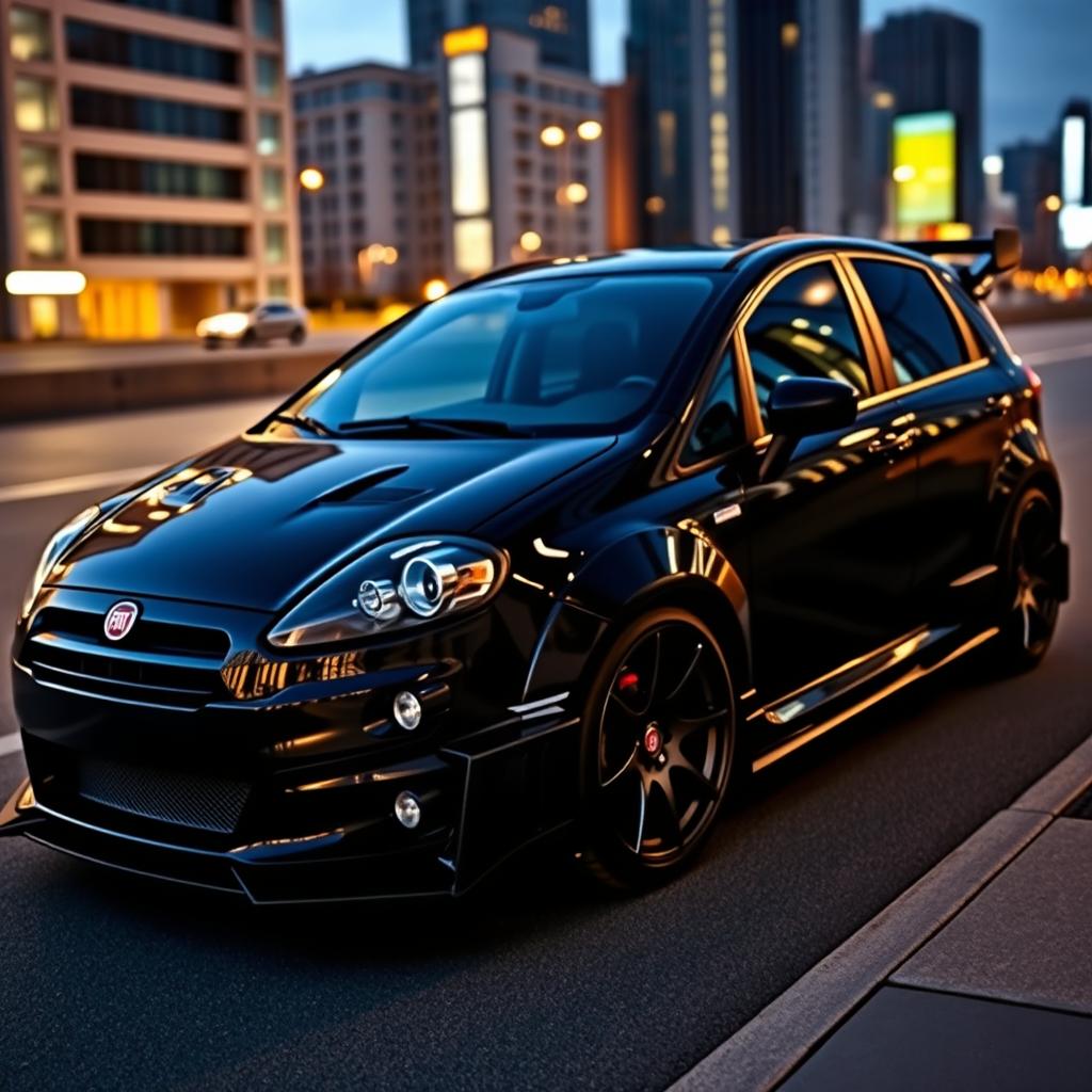 A striking black Fiat Car Bravo, meticulously tuned for maximum performance