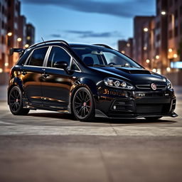 A striking black Fiat Car Bravo, meticulously tuned for maximum performance