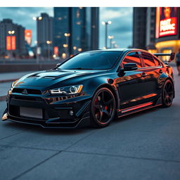 A stunning black tuned car model, showcasing a sleek and aggressive design that captures attention