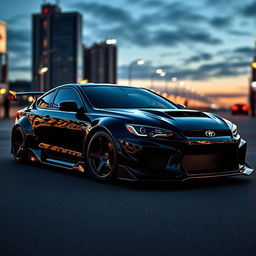 A stunning black tuned car model, showcasing a sleek and aggressive design that captures attention