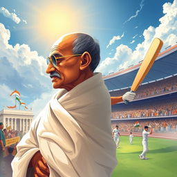 A powerful tribute illustration that encapsulates the spirit of perseverance through history, featuring iconic figures like Mahatma Gandhi and Sachin Tendulkar