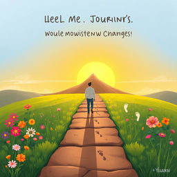 A motivating and uplifting illustration of a person standing at the beginning of a picturesque path that symbolizes a journey of transformation