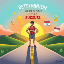 A motivational and inspiring illustration that captures the essence of determination shaping future success