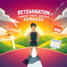A motivational and inspiring illustration that captures the essence of determination shaping future success