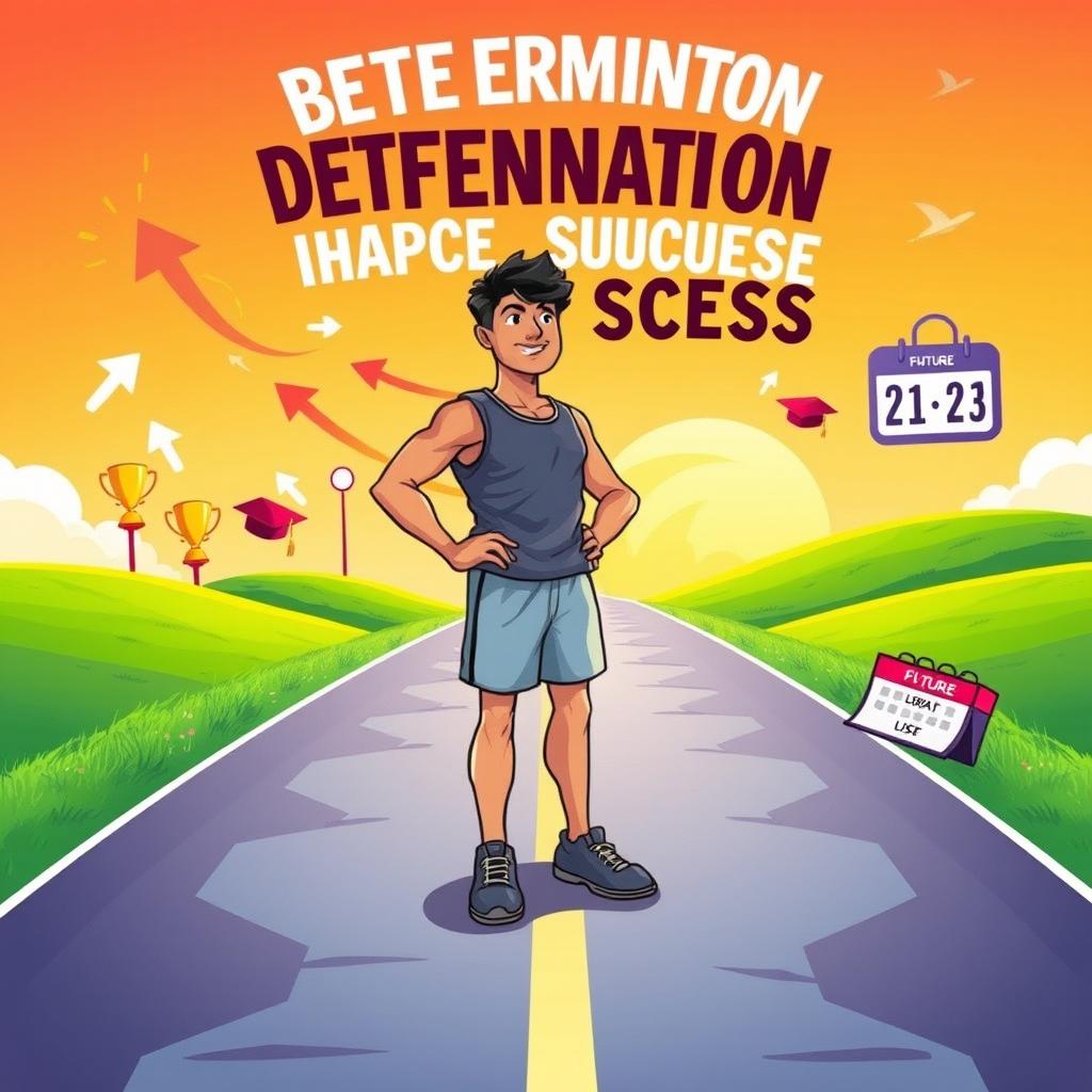 A motivational and inspiring illustration that captures the essence of determination shaping future success