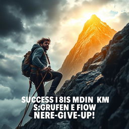 An empowering visual that embodies the idea that success is born from perseverance and a never-give-up attitude