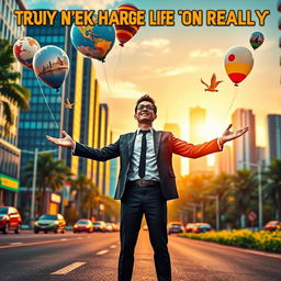 An energizing and motivational scene depicting the concept of taking charge of life to turn dreams into reality