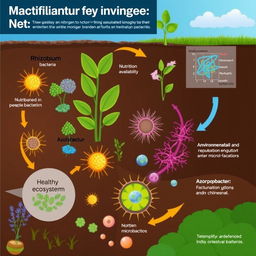An informative illustration showcasing the regulation of nitrogen-fixing bacteria populations within a soil ecosystem