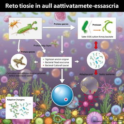 An informative illustration depicting the role of protozoa in inducing adaptive responses in bacteria