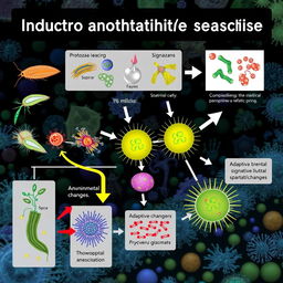 An informative illustration depicting the role of protozoa in inducing adaptive responses in bacteria
