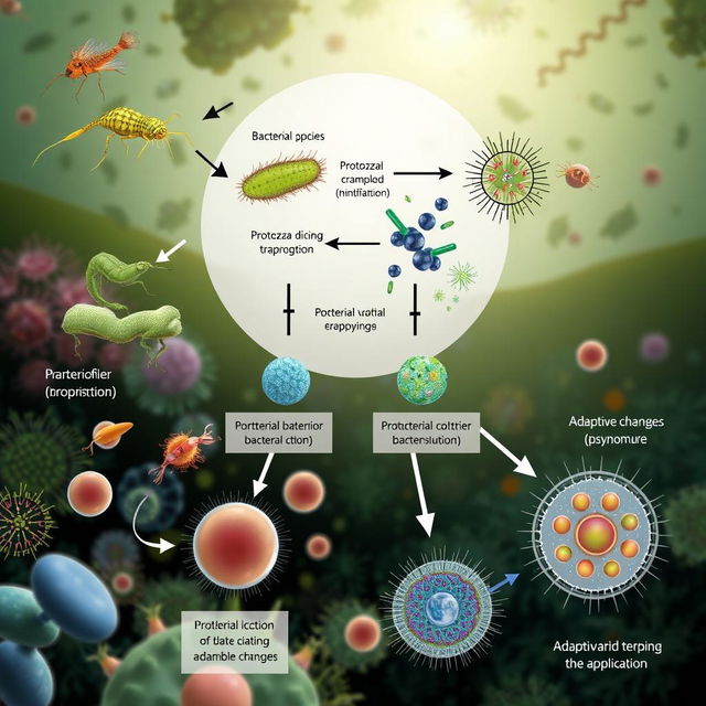 An informative illustration depicting the role of protozoa in inducing adaptive responses in bacteria