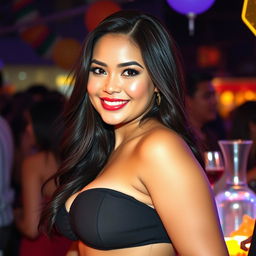 A captivating and gorgeous Indonesian woman named Erina, known for her voluptuous figure and stunning beauty