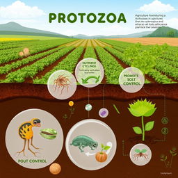 An educational illustration highlighting the relevance of protozoa in agriculture