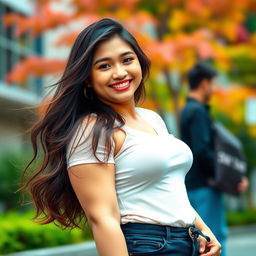 A beautiful Indonesian university student named Sutena, known for her curvy figure and striking beauty