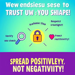A vibrant and engaging digital poster promoting responsible use of media and information