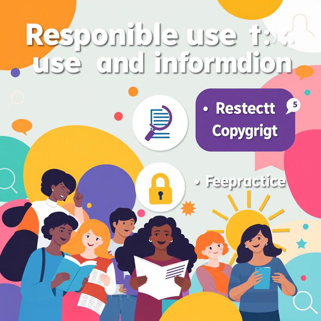 A vibrant and engaging digital campaign poster promoting responsible use of media and information