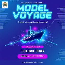 A modern and tech-inspired poster for 'Model Voyage', a sub-event of the college fest 'Technotsav'