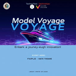 A modern and tech-inspired poster for 'Model Voyage', a sub-event of the college fest 'Technotsav'