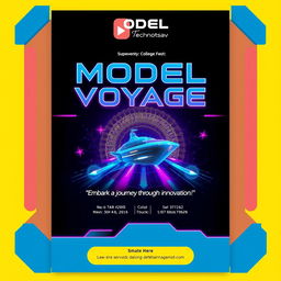 A modern and tech-inspired poster design for 'Model Voyage,' a sub-event of the college fest 'Technotsav