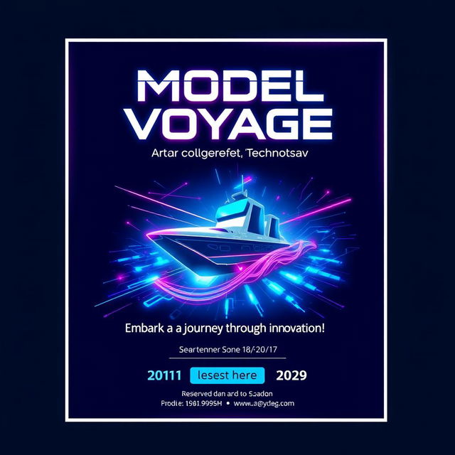 A modern and tech-inspired poster design for 'Model Voyage,' a sub-event of the college fest 'Technotsav