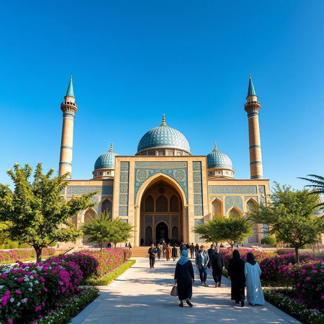 A majestic view of the historical architectural marvels in Isfahan, Iran, featuring the stunning Shah Mosque with its intricate tile work and blue domes