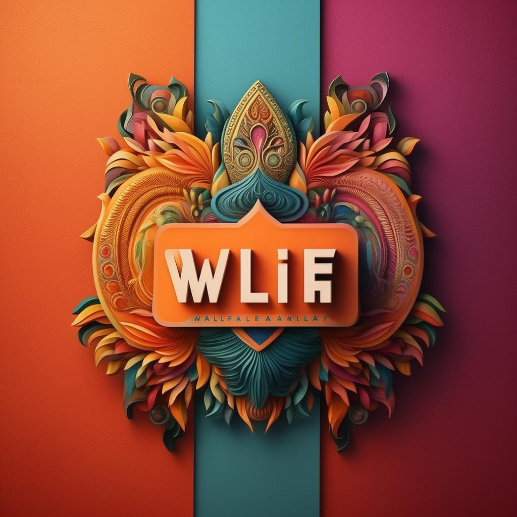 A vibrant and striking logo for the 'Wallife India Wallpaper Company', demonstrating Indian cultural elements, wall coverings and the Indian color palette