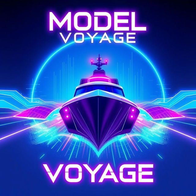 A modern and tech-inspired poster for 'Model Voyage', featuring sleek and stylish typography