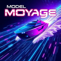 A modern and tech-inspired poster for 'Model Voyage', featuring sleek and stylish typography