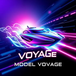 A modern and tech-inspired poster for "Model Voyage" featuring sleek, futuristic typography